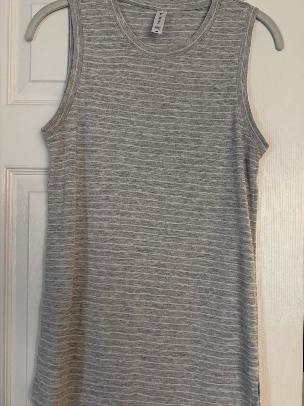 Athleta Light Gray Striped Crewneck Tank